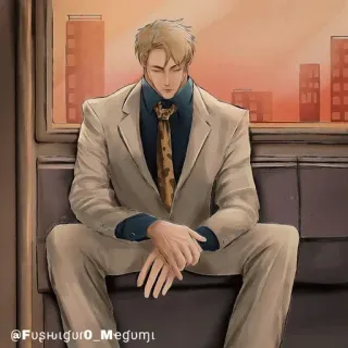 💠 @Fushiguro_Megumi Аниме, Мужчина, Костюм, Сидит, Городской telegram sticker