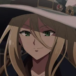 😏 动漫, 女巫, 金发, 帽子, 角色, 女人 telegram sticker