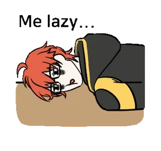 😞 Me lazy... paresseux, fatigué, dessin animé, dormir, détendu, procrastination whatsapp sticker