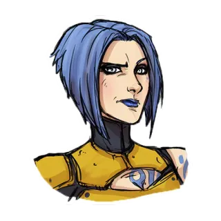 😕 Lilith Borderlands Lilith, Borderlands, video game, blue hair, character, siren, female telegram sticker