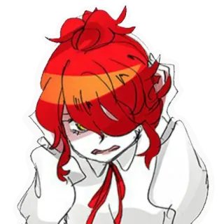 😫 Anime, Manga, Pelo rojo, Dibujo animado, Personaje, Ilustración telegram sticker