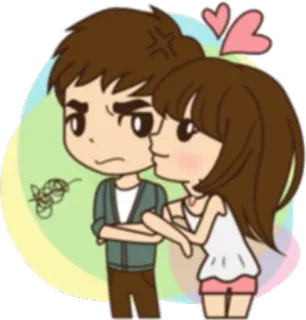 😕 couple, love, cartoon, angry, sweet whatsapp sticker