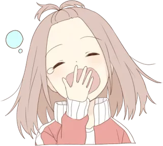 😴 动漫, 女孩, 打哈欠, 困, 可爱 telegram sticker