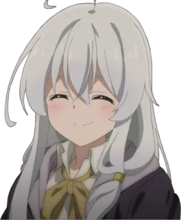 😄 Anime, Mädchen, Weißes Haar, lächelnd telegram sticker