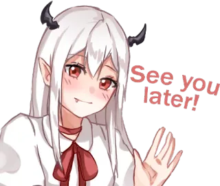 👋 See you later! Anime Girl, Démon, À plus tard, Salutation, Agiter la main, Dessin animé, Mignon telegram sticker