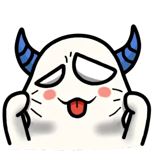 😛 cartoon, devil, monster, blue horns, tongue out, funny, cute, sticker telegram sticker