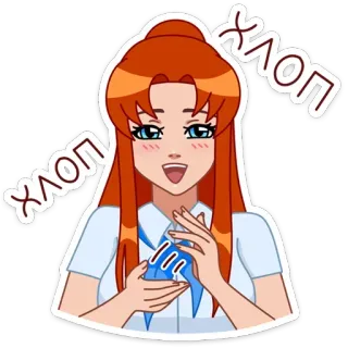 👏 Хлоп хлоп anime, dessin animé, autocollant, fille, cheveux roux, mignon telegram sticker