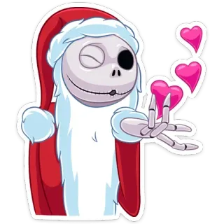 😉 Jack Skellington The Nightmare Before Christmas Jack Skellington, L'Étrange Noël de Monsieur Jack, Noël, coeur, dessin animé, amour, personnage telegram sticker