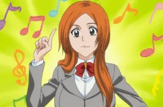 👆 Orihime Inoue Bleach anime, Bleach, Orihime Inoue, character, female, school uniform, music notes telegram sticker