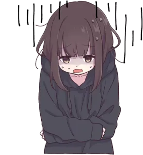 😰 Anime, Manga, Fille, Triste, Dessin animé telegram sticker