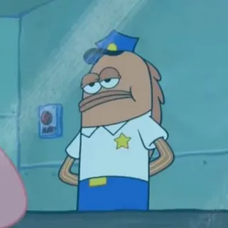 🍔 poisson, dessin animé, police, policier, uniforme, Spongebob, drôle, animation telegram sticker