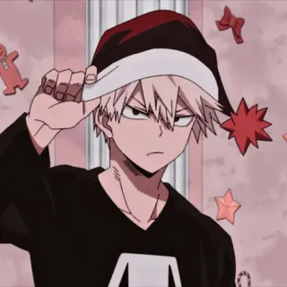 💥 Bakugo anime, manga, my hero academia, christmas, santa hat, holiday telegram sticker