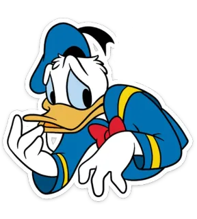 😟 Donald Duck cartone animato, Disney, papero, triste, personaggio telegram sticker