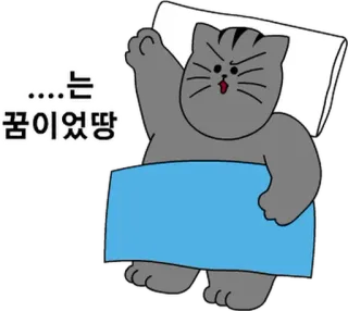 💬 ...는 꿈이였땅 gatto, sogno, sonno, carino, cartone animato whatsapp sticker
