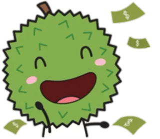 😄 Durian, Pieniądze, Owoc, Kreskówka, Uroczy, Dolar, Gotówka telegram sticker