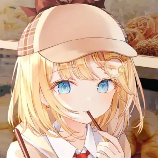 🌼 Amelia Watson Anime, Garota, Fofa, Cabelo Loiro, Chapéu, Detetive, VTuber telegram sticker