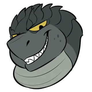 😈 Reptil, Cartoon, Tier, Kopf, Grau, Gruselig telegram sticker