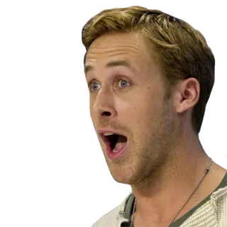 😲 Ryan Gosling acteur, beroemdheid, uitdrukking, verrassing, open mond whatsapp sticker