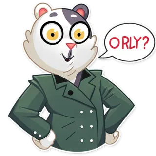 😏 ORLY? Dessin animé, Animal, Autocollant, Expression, Question whatsapp sticker