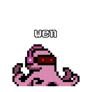🔮 wen ปลาหมึก, พิกเซลอาร์ต, น่ารัก, สติกเกอร์, รอ telegram sticker