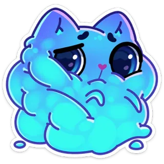 ☹️ gato, lindo, azul, pegatina, dibujo animado, esponjoso telegram sticker