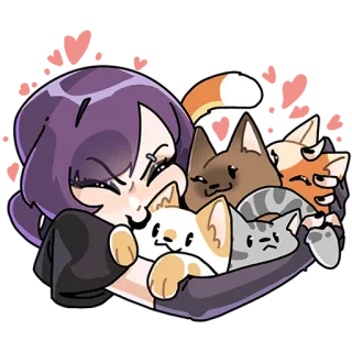🥰 wanita, kucing, kartun, imut, hati, anime, stiker, hewan telegram sticker