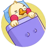 😴 pato, dormindo, desenho animado, fofo, cama, travesseiro telegram sticker