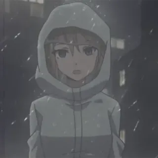 😧 Anime, Kapuzenpullover, weiblich, Mädchen, Regen, Schnee telegram sticker