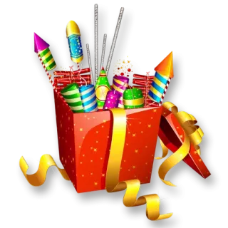 🎁 feux d'artifice, célébration, étincelles, boîte, fusées whatsapp sticker