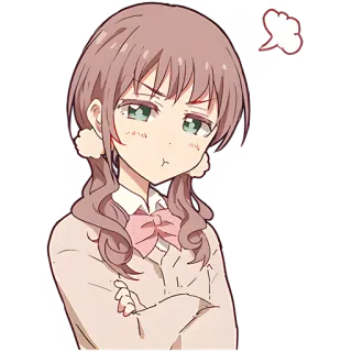 😏 อนิเมะ, ผู้หญิง, หงุดหงิด, งอน, การ์ตูน, สติกเกอร์ telegram sticker