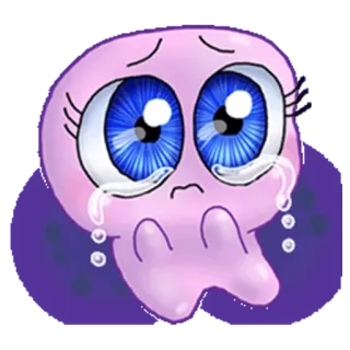 😫 medusa, lindo, triste, llorando, dibujos animados, emoji telegram sticker