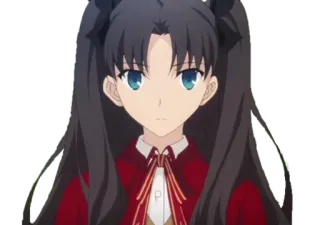 😕 Rin Tohsaka anime, female, character, Rin Tohsaka, pigtails telegram sticker