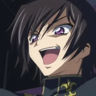 🧩 Lelouch Lamperouge Code Geass アニメ, キャラクター, ルルーシュ, コードギアス, 笑顔, 表情 whatsapp sticker