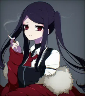 🚬 Fumo, Ragazza anime, Sigaretta, Occhi rossi, Gotico telegram sticker