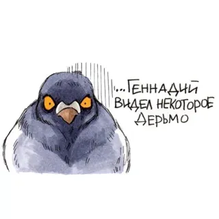 😖 ...Геннадий видел некоторое дерьмо pigeon, oiseau, drôle, dessin, animal whatsapp sticker