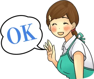 👍 OK ok, aprobación, de acuerdo, dibujos animados, mujer whatsapp sticker