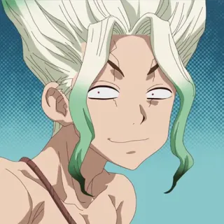 ⛰ Senku Ishigami Dr. Stone anime, dr. stone, senku ishigami, funny face, character telegram sticker