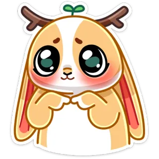 😊 mono, conejo, animal, ciervo, kawaii, pegatina, ilustración telegram sticker
