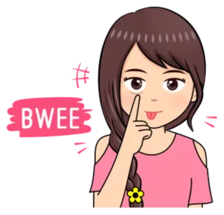 😜 BWEE desenho animado, mulher, menina, adesivo, emoji whatsapp sticker