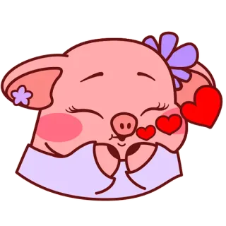 😘 babi, hati, imut, hewan, kartun, stiker telegram sticker