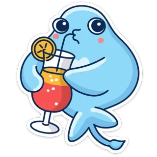 🍹 물개, 만화, 동물, 음료, 칵테일, 귀여운, 여름, 재미 telegram sticker