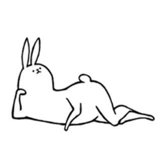 ☺ lapin, lapin, couché, détente, dessin animé, animal whatsapp sticker