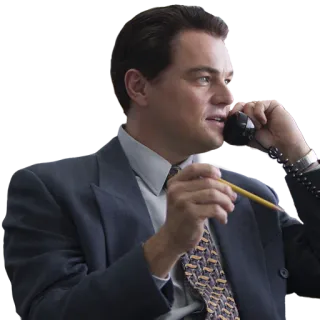 ☎️ Jordan Belfort The Wolf of Wall Street леонардо ди каприо, фильм, костюм, телефон, финансы, брокер telegram sticker