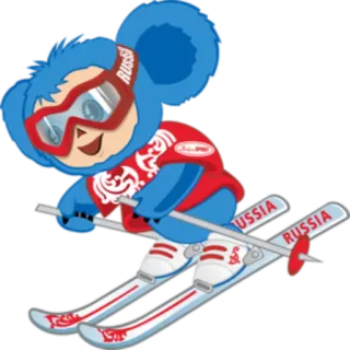 ⛷ RUSSIA esqui, esportes de inverno, mascote, urso, rússia telegram sticker