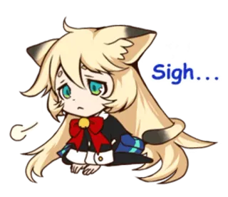 😔 Sigh... anime, cartone animato, carino, sospiro telegram sticker