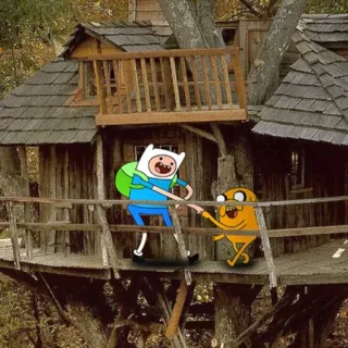 😛 Finn and Jake Adventure Time アニメ, アニメーション, 冒険, ツリーハウス, 友情, フィン, ジェイク telegram sticker