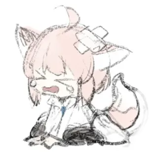 😿 Anime, Vos, Verdrietig, Huilend, Schattig, Schets telegram sticker