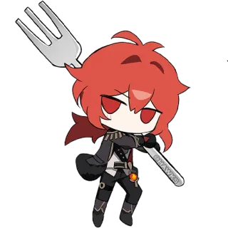 😐 Diluc Genshin Impact Diluc, Genshin Impact, anime, video game, fork telegram sticker