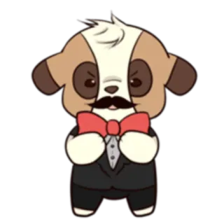 👤 cane, cartone animato, animale, completo, papillon, baffi whatsapp sticker