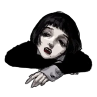 😫 mulher, pálida, gótico, escuro, retrato telegram sticker